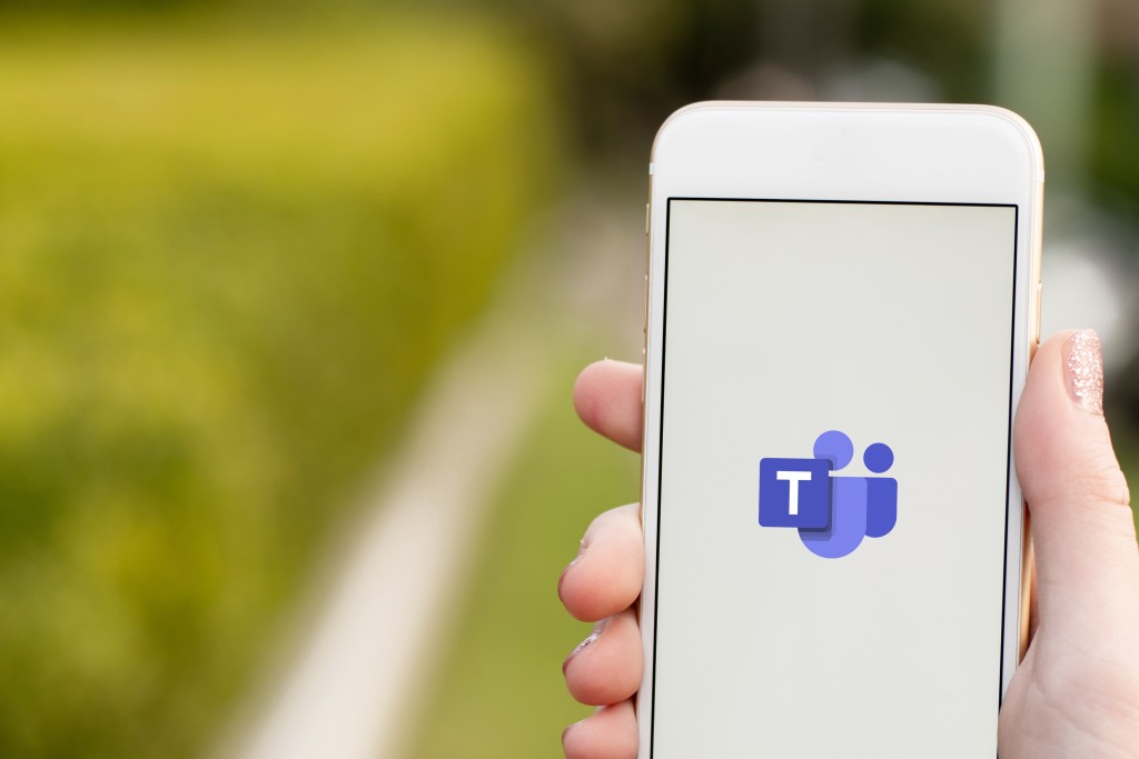 Microsoft Teams icon shown on phone screen