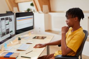 man using computer software